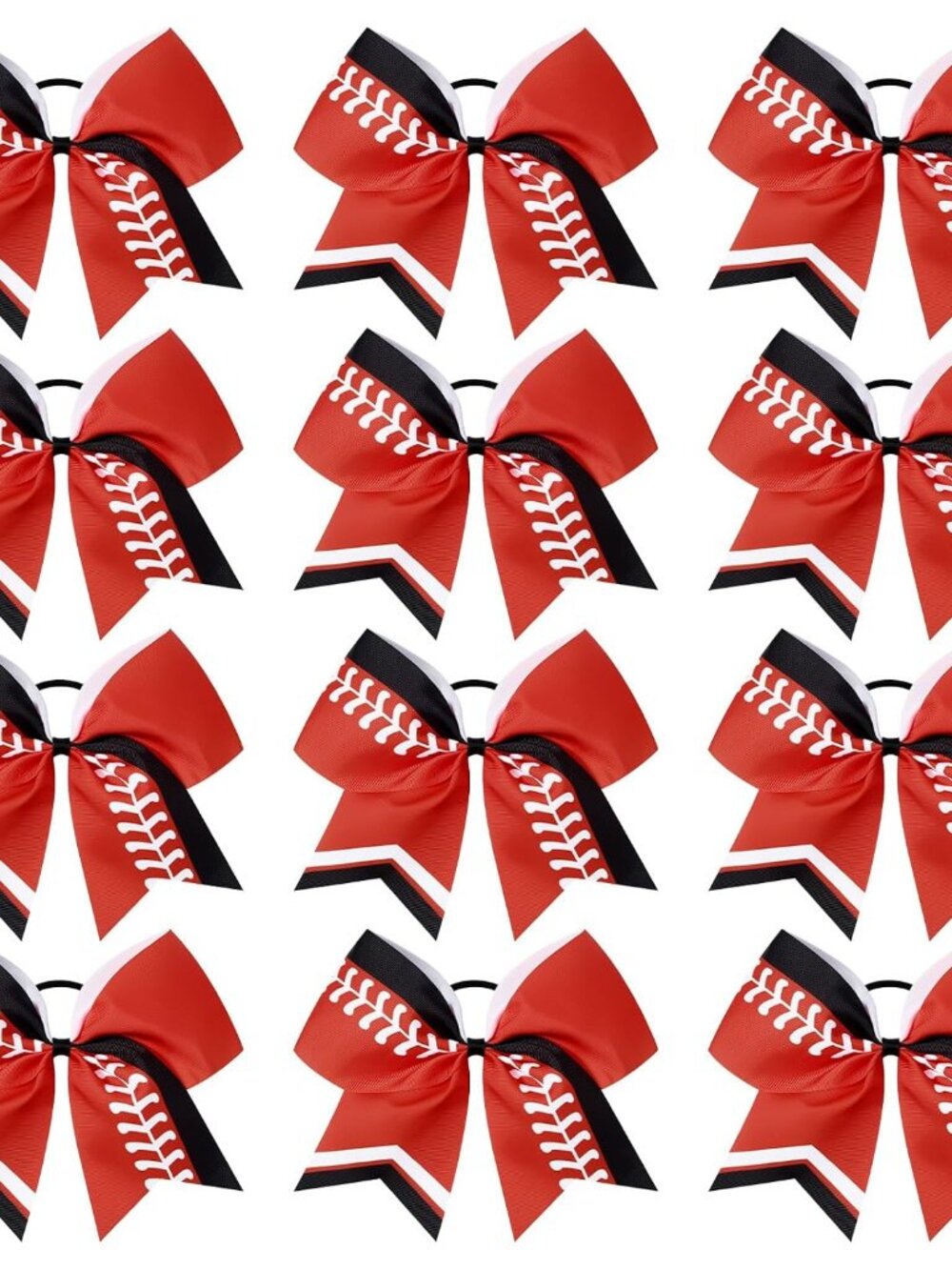 12 PCS Softball Cheer Bows 8" Thread Large Cheerleader Hair Bows Ponytail Holder